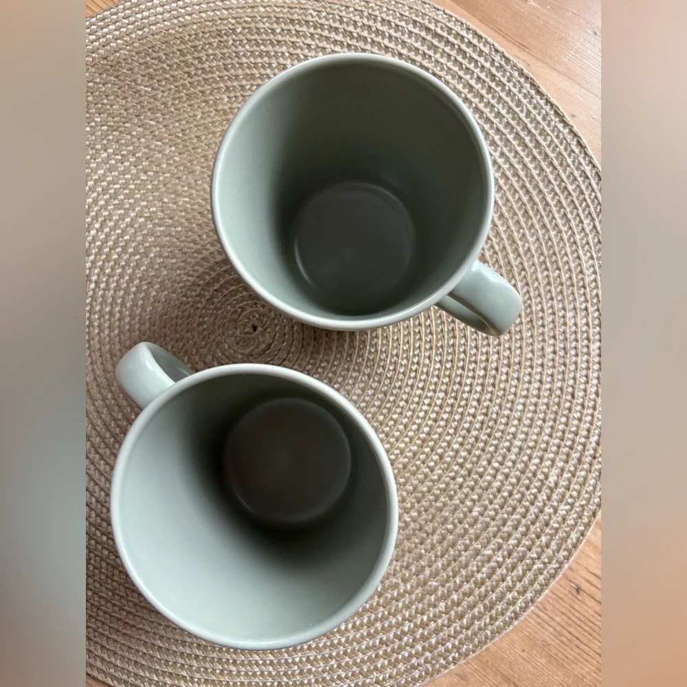 IKEA FÄRGKLAR series of dinnerware mugs Set of two 13 oz Matte Green